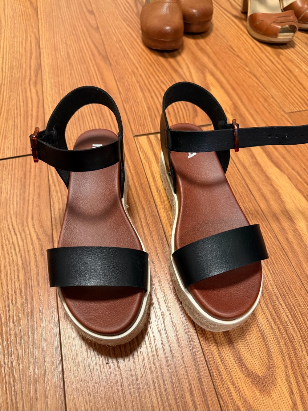 MIA Black and Brown Platform Ankle-Strap Sandals - Picture 2 of 5